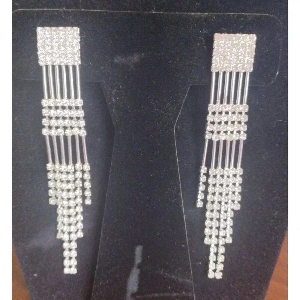 Swarovski Crystal Waterfall Silver Tone Earrings